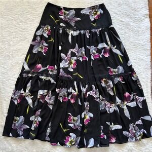 Full Maxi Skirt By 7th Ave NY&Co - Orchid Print - Size XL - Whimsical